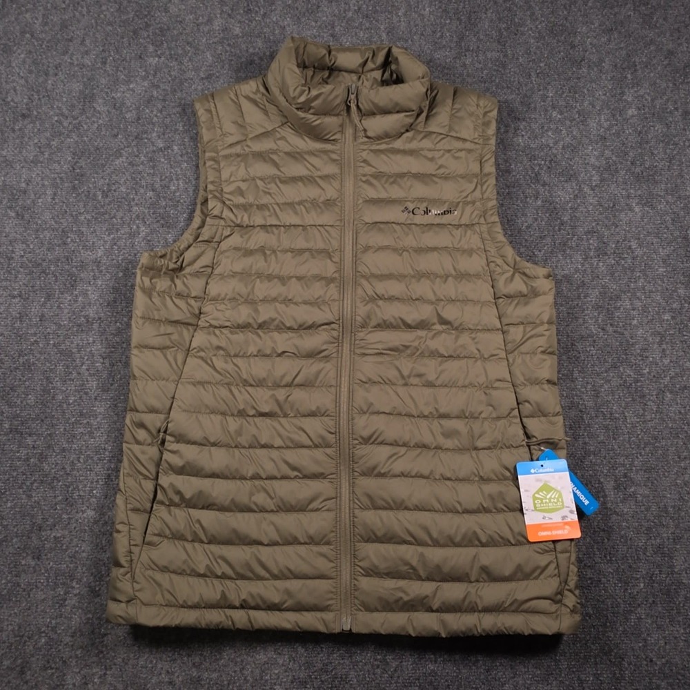 NWT Columbia Silver Falls II Vest Mens Medium Olive Green Insulated Omni-Shield